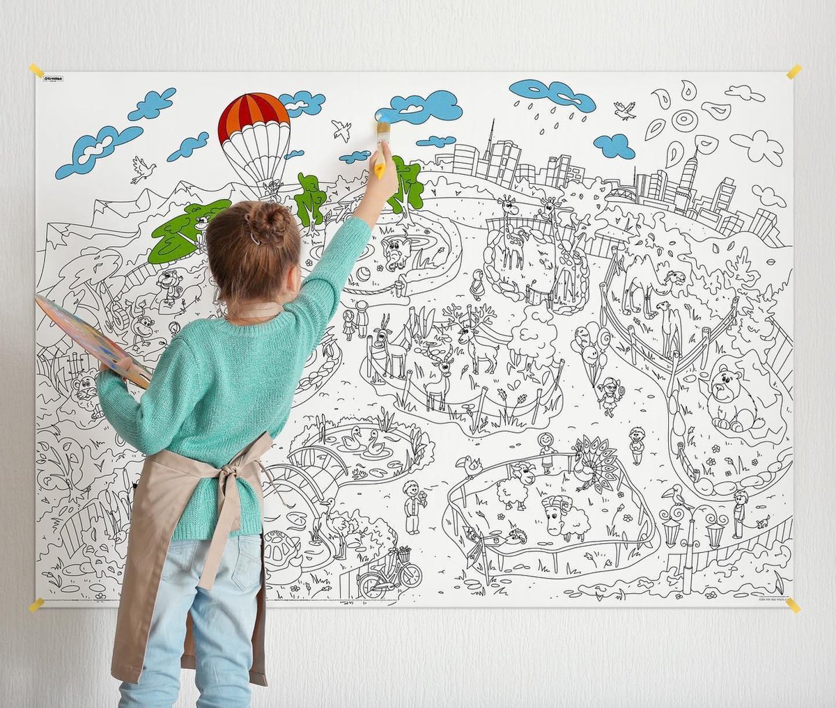 XXL Giant Kleurplaat voor Kinderen - Grote Kleurboek voor Meisjes, Jongens en Volwassenen - Kleurposter 118x84 cm - ZOOLAND